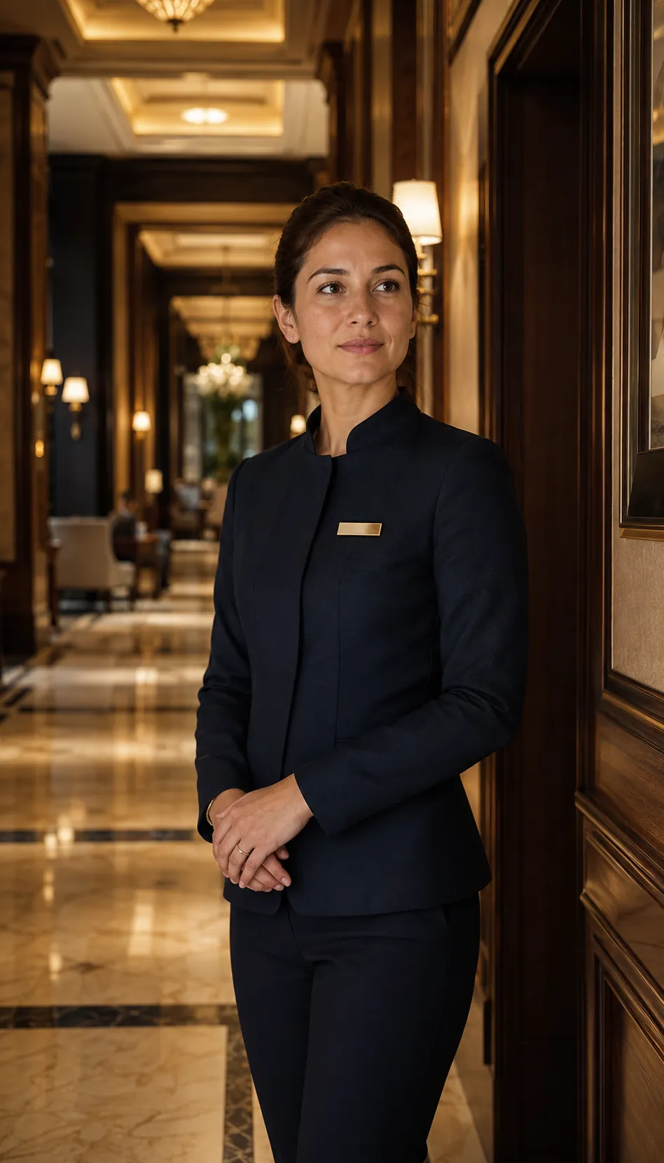 A Stayco Services housekeeping professional on duty in a luxury property