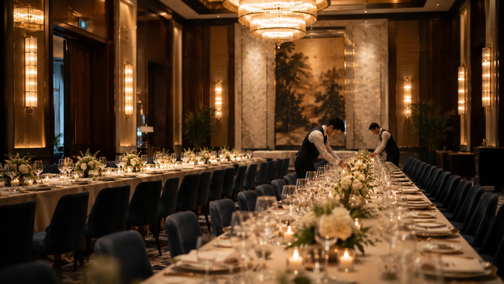 A banquet team deployed by Stayco Services at a luxury event